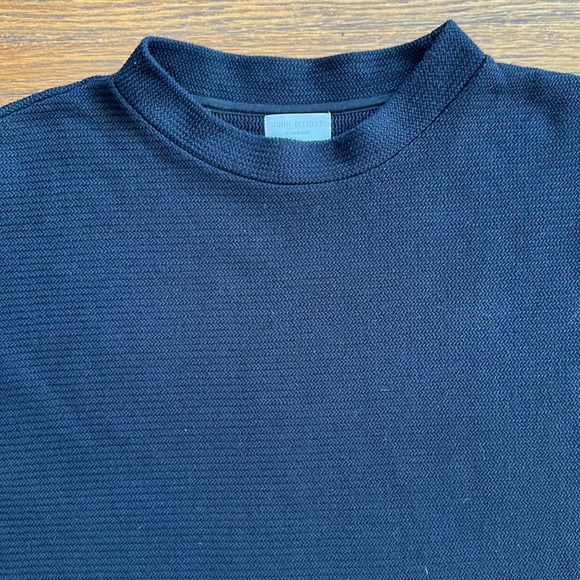 Men’s John Elliott Black Cotton Knit Oversized Mock Neck Shirt - Picture 2 of 5